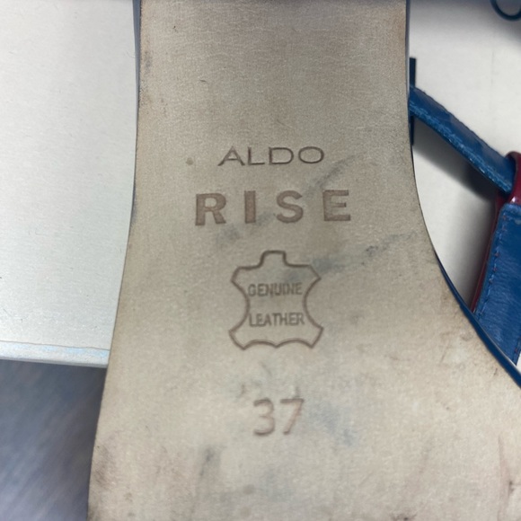 Aldo Handmade 4 1/2” Leather High Heel Sandals Size 7- Red, White and Blue - Picture 7 of 7
